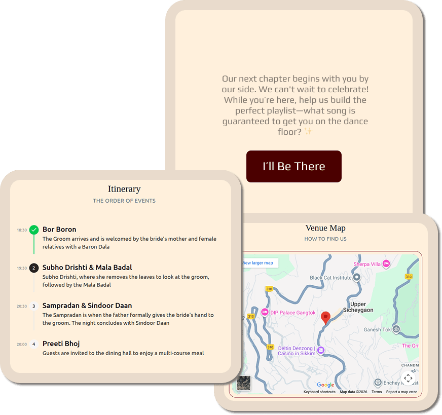 Digital wedding invitation on phone